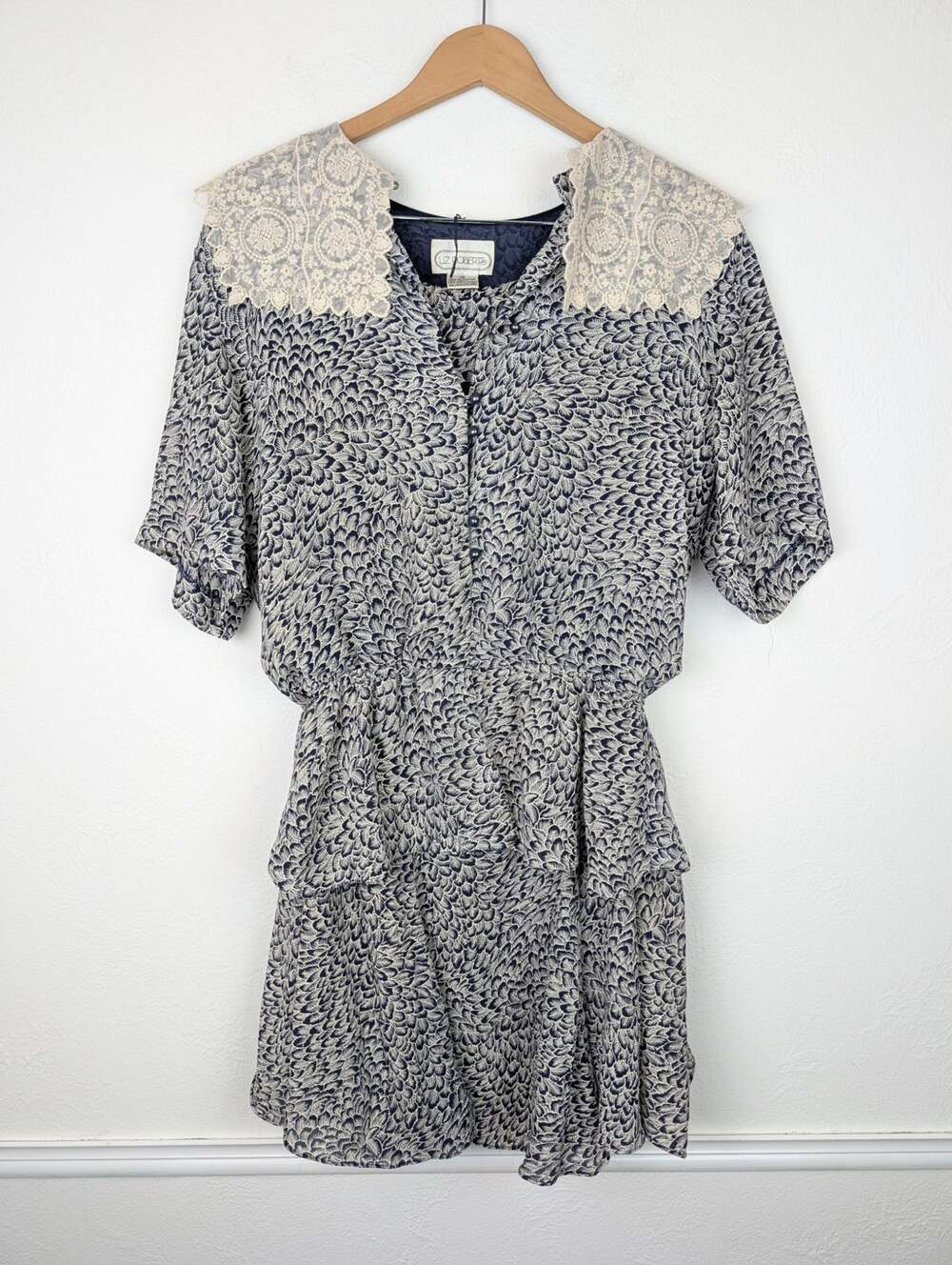 Liz Roberts Skirt Top Set Vintage Lace Printed Cottagecore Prairie Boho Size 10